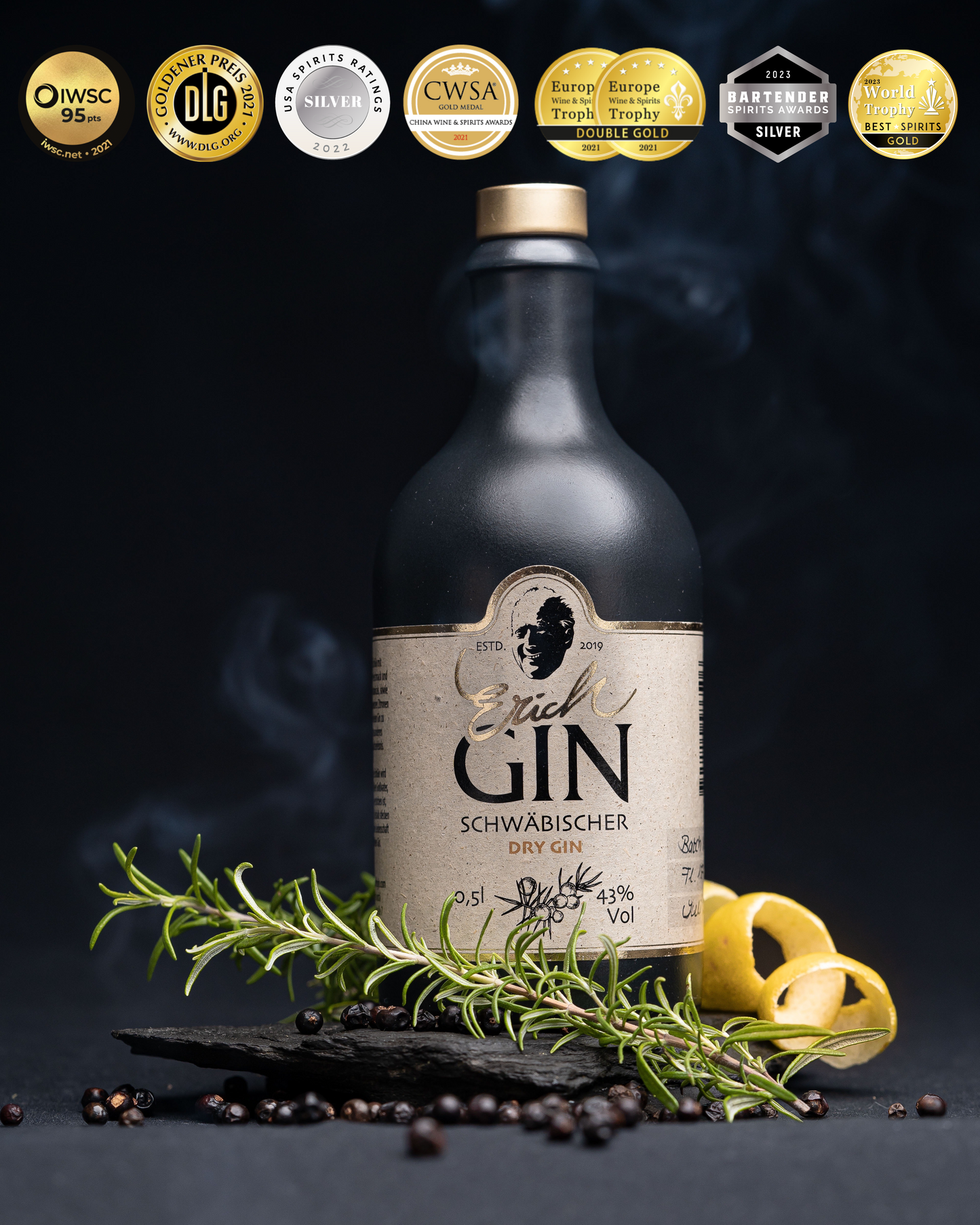 Erich Schwäbischer Dry GIN 0,5 L 43% vol. -Unser Klassiker- ErichGIN