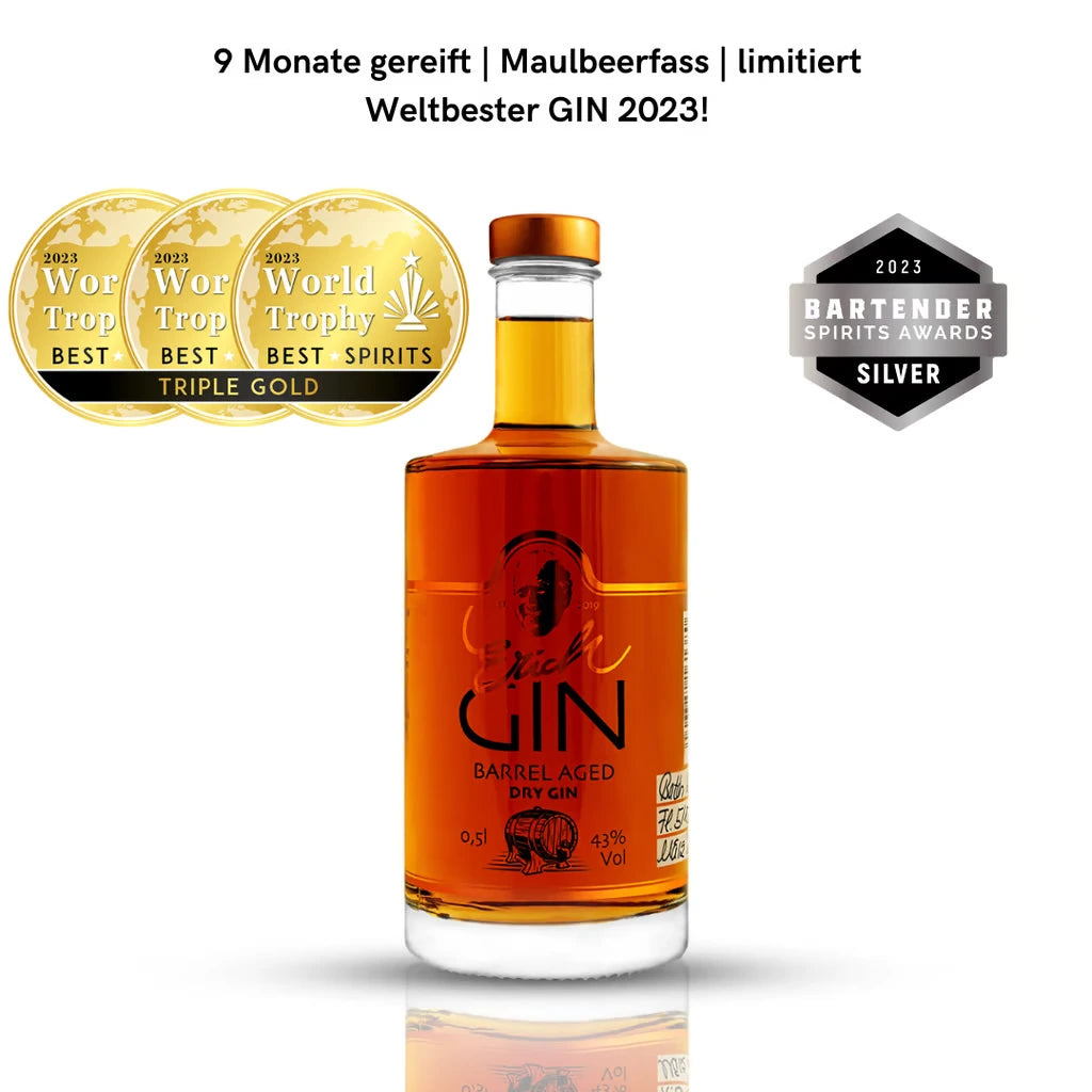 Erich "BarrelagedGIN" 0,5l 43% vol. - Prämiert als Weltbester GIN 2023! ErichGIN